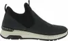 A side view of a single blue and black Rieker women's bootie. Produktbild-Vorschau