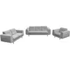 BEAUTYSOFA | Couchgarnitur VENEZIA Samtstoff Hellgrau – Produktbild-Vorschau 2