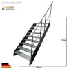 A metal staircase with a railing against a white background. Podgląd zdjęcia produktu