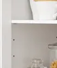 A close-up view inside a white cabinet, showing a shelf and the side wall with two small holes. A glass jar with pasta is visible on the lower shelf. Anteprima dell’immagine prodotto