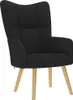 A black fabric armchair with wooden legs, shown against a white background. Anteprima dell’immagine prodotto