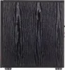 A side view of a black subwoofer with a wood grain texture. Anteprima dell’immagine prodotto