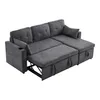 A gray sectional sofa with a pull-out bed and storage compartments. Podgląd zdjęcia produktu