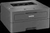 A dark gray Brother laser printer is shown against a black background. Produktbild-Vorschau