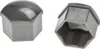 Two gray lug nut caps are shown against a white background. One is angled to show its rounded top and hexagonal sides, while the other is shown from the open end, revealing its hexagonal interior. Anteprima dell’immagine prodotto