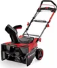 A red and black electric snow blower is shown against a white background. Produktbild-Vorschau