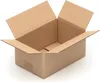 An empty cardboard box with its flaps open, shown against a white background. Produktbild-Vorschau