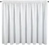 A white curtain hanging from a curtain rod. Produktbild-Vorschau