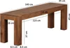 A wooden bench with dimensions indicated by text overlays. Anteprima dell’immagine prodotto