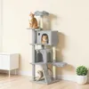 PawHut Kraboom, 160 cm hoog, kattenboom met holtes, mand, Productafbeelding-voorbeeld 2