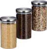 Relaxdays Vorratsglas 3er Set, je 1 L, luftdicht, Edelstahl Produktbild-Vorschau 1