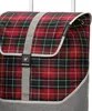 A close-up view of the top part of a red and black plaid shopping trolley bag. Produktbild-Vorschau