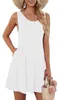 Vestido corto de verano con mangas y bolsillos - Blanco Vista previa de la imagen del producto 2