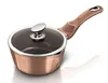 A single rose gold saucepan with a glass lid, shown from a diagonal angle on a white background. Náhled obrázku produktu