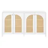 A white sideboard with four arched cane-paneled doors, displayed on a white background. Anteprima dell’immagine prodotto