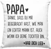 Trendation - Papa Deko-Kissen mit Füllung 40x40 Geschenk Produktbild-Vorschau 1