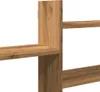 Close-up of a wooden shelf unit. Voir les images du produit