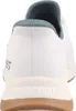 Close-up view of the heel and sole of a white sneaker. Voir les images du produit