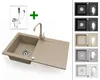 Granitspüle 76x44 cm mit Beige Armatur – Küchenspüle aus Produktbild-Vorschau 1