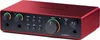 A red audio interface with black controls and buttons, shown from a slightly elevated front-left angle on a white background. Anteprima dell’immagine prodotto