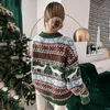 ASKSA Dámský svetr Colorblock s kulatým výstřihem Vánoční Náhled obrázku produktu 4