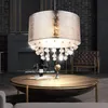 LED Hängeleuchte, Kristalle, Textilschirm, silber, H 140 cm Produktbild-Vorschau 2