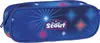 A blue pencil case with a starburst and star pattern, featuring the Scout logo. Voir les images du produit