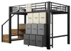 Hochbett 140x200 cm Metall Schwarz, platzsparendes Produktbild-Vorschau 10