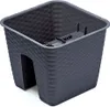 A dark gray, woven-patterned plastic planter box with an opening on one side, designed to hang on a railing or fence. Podgląd zdjęcia produktu