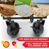 Collage of different terrains and close-ups of a wagon's wheels and features. Produktbild-Vorschau