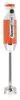 A professional studio shot of an orange and white immersion blender against a white background. Produktbild-Vorschau