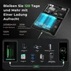 A marketing image showcasing the battery capacity and charging capabilities of a tablet, along with its ability to power other devices. Produktbild-Vorschau