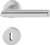 A silver door handle and escutcheon plate are shown against a white background. Produktbild-Vorschau