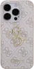 A close-up view of a pink iPhone 15 Pro case with a repeating Guess logo pattern and a prominent gold Guess logo in the center. Náhled obrázku produktu