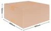 A brown cardboard box with dimensions indicated by measurement lines and text. Produktbild-Vorschau