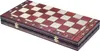 A closed wooden chessboard with a checkered pattern on top. Produktbild-Vorschau