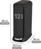 A black pedal bin with dimensions indicated. Produktbild-Vorschau