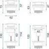 Technical drawings of four different sink drains with dimensions indicated. Anteprima dell’immagine prodotto