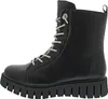 A black lace-up boot with silver laces and a thick sole, shown from the side against a white background. Anteprima dell’immagine prodotto