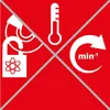 A red background divided by gray lines with icons representing different warnings or features. Podgląd zdjęcia produktu
