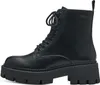 A black lace-up boot with a thick sole, shown from the side. Náhľad obrázku produktu