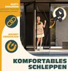 A woman is holding groceries and walking through a magnetic screen door. Produktbild-Vorschau
