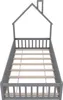 A grey house-shaped bed frame with a slatted base, shown from a slightly elevated front-side angle against a white background. Anteprima dell’immagine prodotto