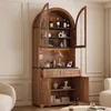 Merax hoge kast met werkblad, glazen vitrine met 2 lades en Productafbeelding-voorbeeld 2