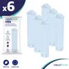 A package of Aquafloow Blau water filters for coffee machines, with six filters displayed next to it.