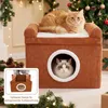COSTWAY kattenhuis, inklapbaar, met sisal krabmat, zacht Productafbeelding-voorbeeld 8