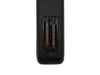 The back of a black remote control with the battery compartment open, showing two AAA batteries installed. Anteprima dell’immagine prodotto