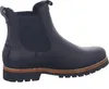 A side view of a black Chelsea boot with a lug sole. Voir les images du produit