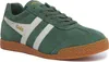 A single green Gola Harrier Suede sneaker is shown against a white background. Produktbild-Vorschau