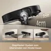 A robot vacuum cleaner is shown demonstrating its ability to overcome obstacles of different heights. Produktbild-Vorschau
